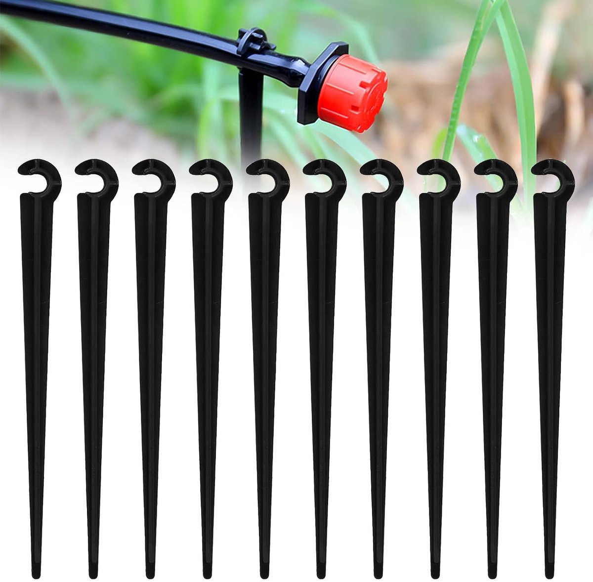 100 stuks Micro Drip System buishouders, PE irrigatie-druppelsteunen, tuinslang, grondankers, bevestigingsankers, druppelbuis, slanghouder voor 4/7 mm buis