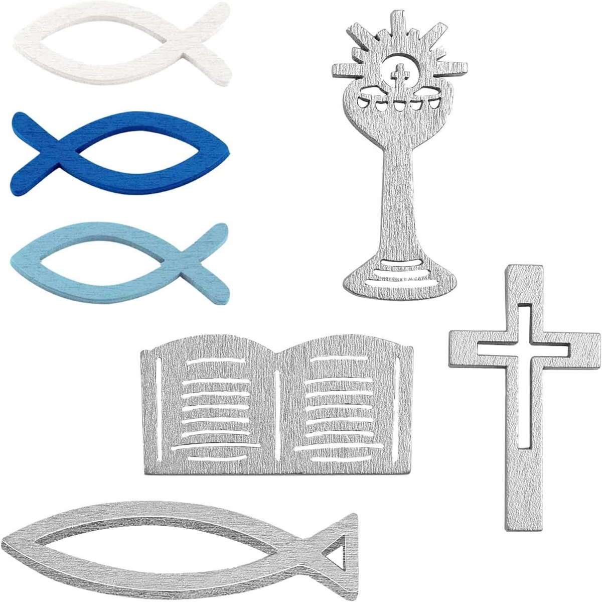 70 stuks, vormseldecoratie, houten vis, decoratie, doopfeest, meisjes, jongens, tafeldecoratie, vormsel, decoratie voor doop, communie, feesten en alle soorten grote gelegenheden