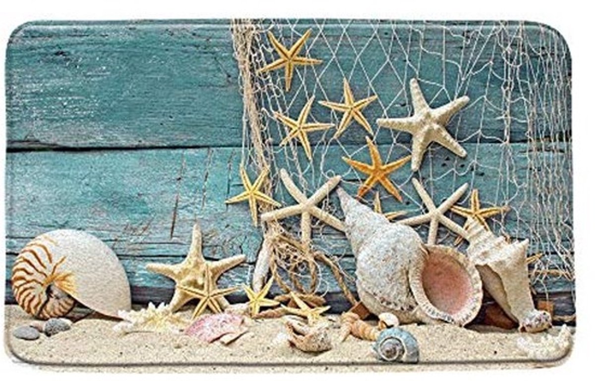 Nautische Zeeschelp Badmat met Antislip - 40 x 60 cm