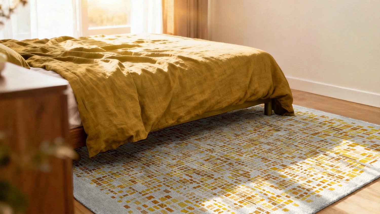 Wasbaar Binnen & Buiten Vloerkleed - Louis De Poortere Cubik Moon - Laagpolig Tapijt - Gerecycled PET - Made in Belgium - Circulair oranje, foto 4