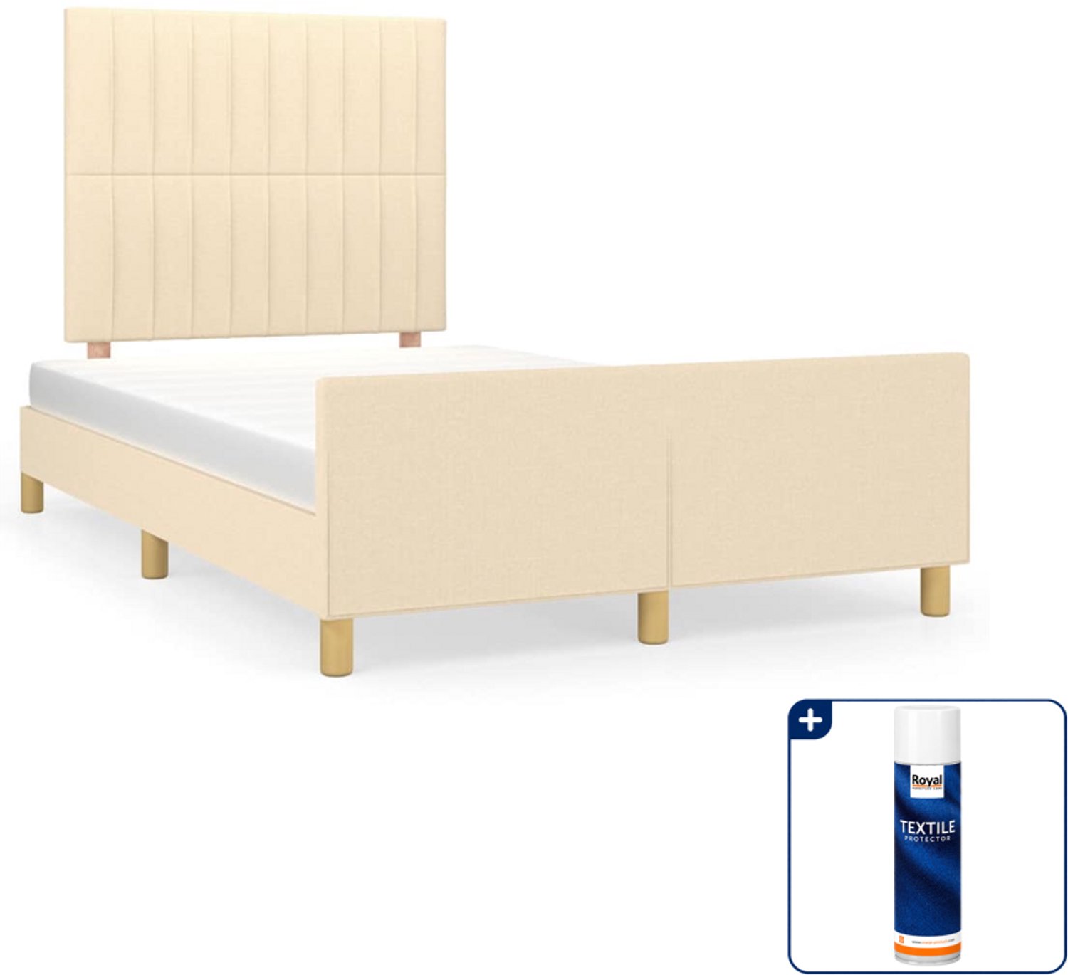 vidaXL bedframe 120 x 200 cm - stof - crèmekleurig - Inclusief textielbeschermer 500 ml