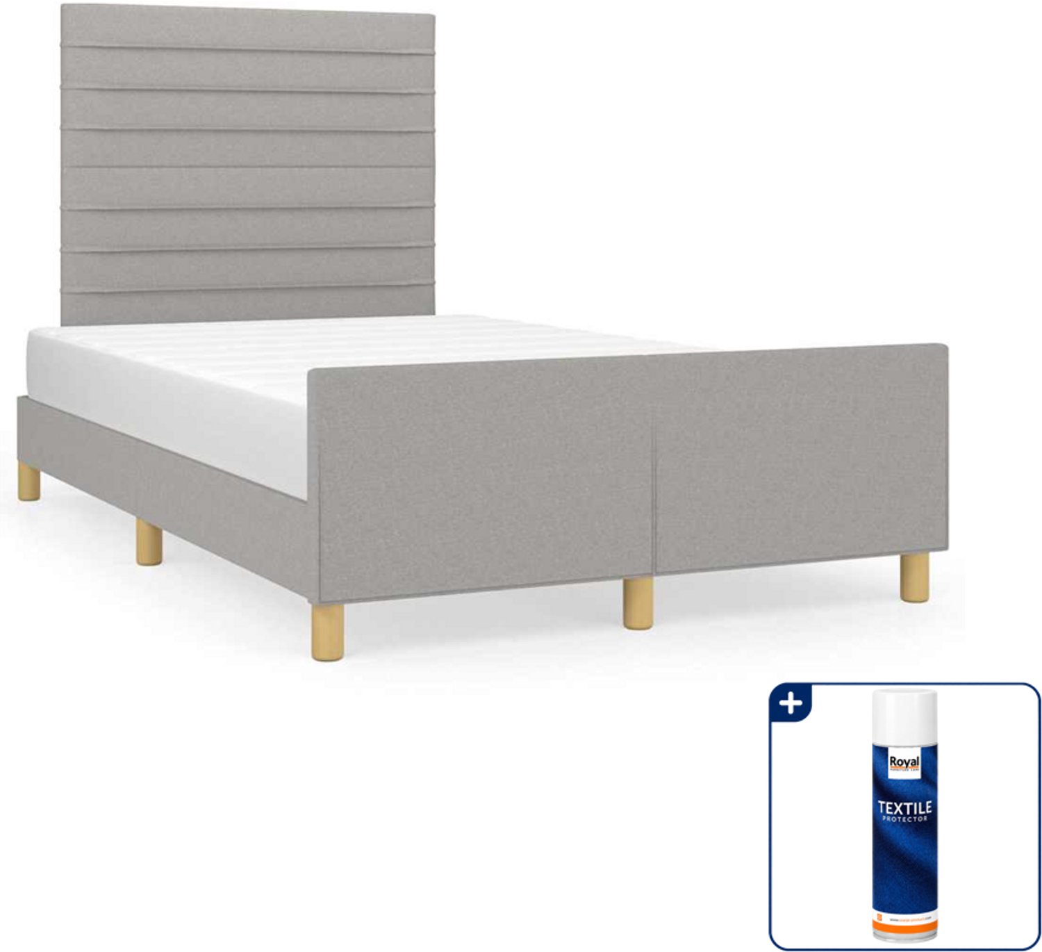 vidaXL bedframe - 120 x 200 cm - stof - lichtgrijs - Inclusief textielbeschermer 500 ml