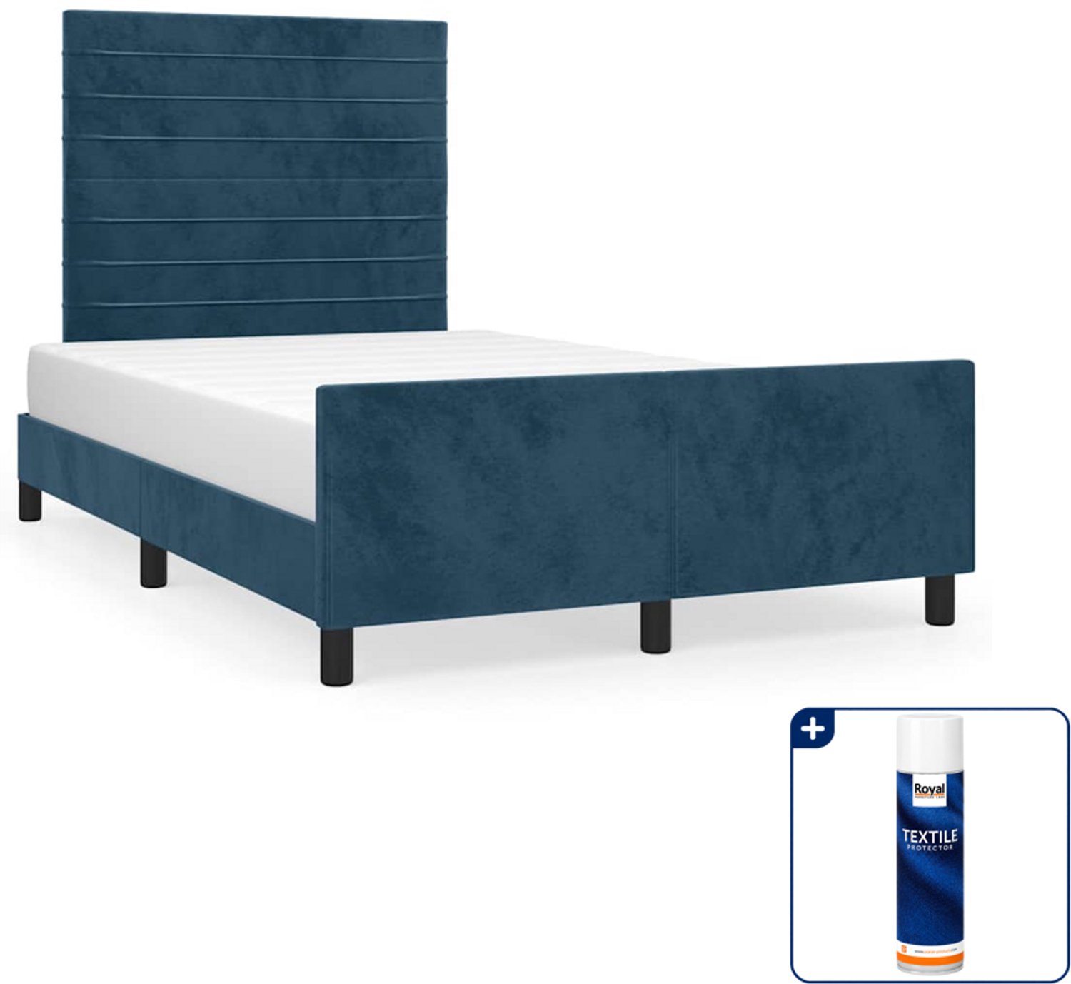 vidaXL bedframe - 120 x 200 cm - fluweel - donkerblauw - Inclusief textielbeschermer 500 ml