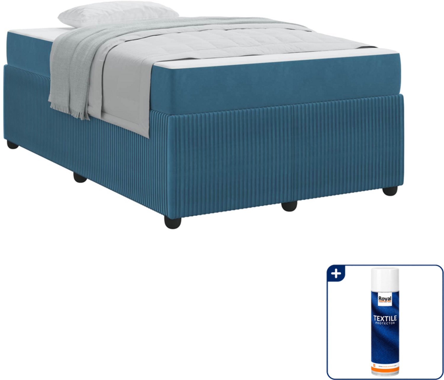 vidaXL bedframe - 120 x 200 cm - bewerkt hout - blauw - Inclusief textielbeschermer 500 ml