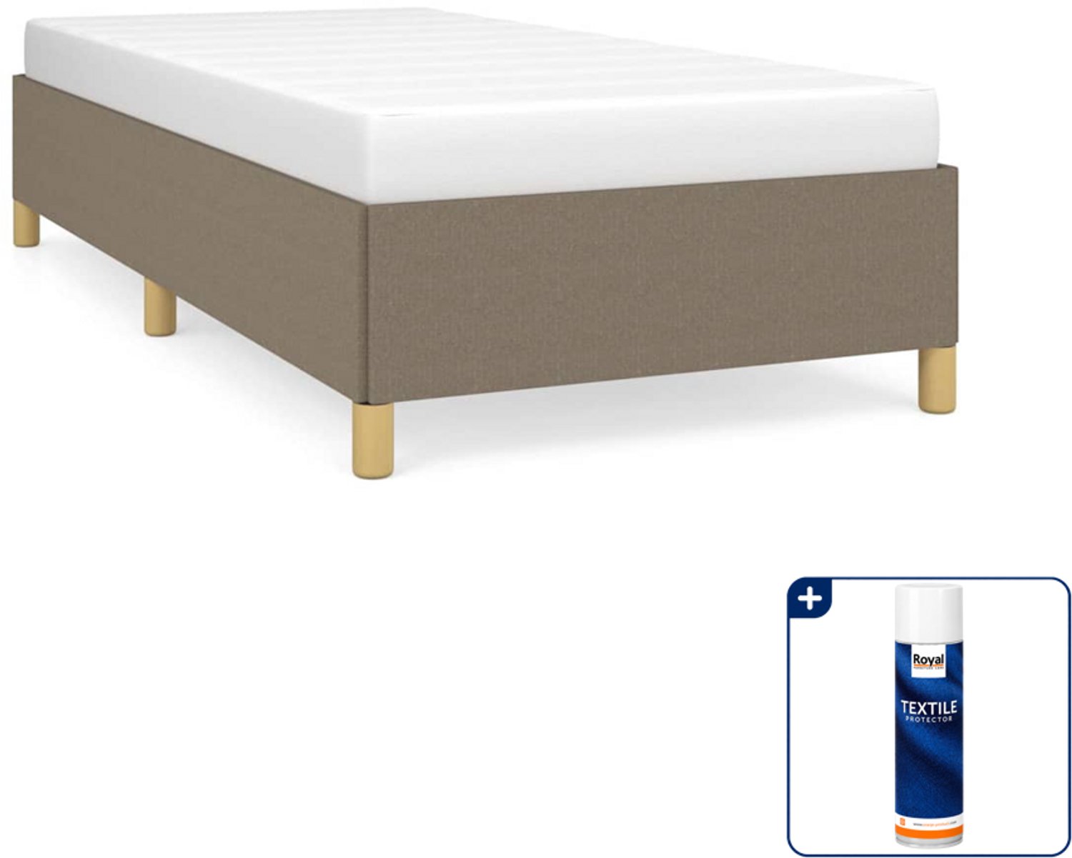 vidaXL bedframe - 90 x 190 cm - stof - taupe - Inclusief textielbeschermer 500 ml