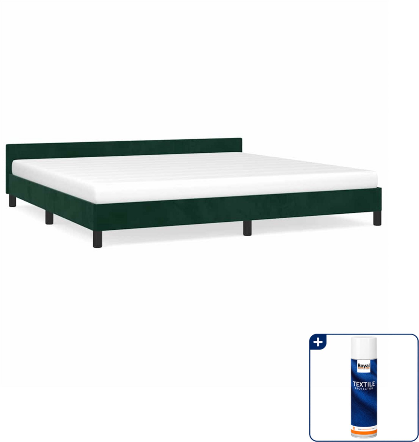 vidaXL Bedframe - 200 x 200 cm - fluweel - donkergroen - Inclusief textielbeschermer 500 ml