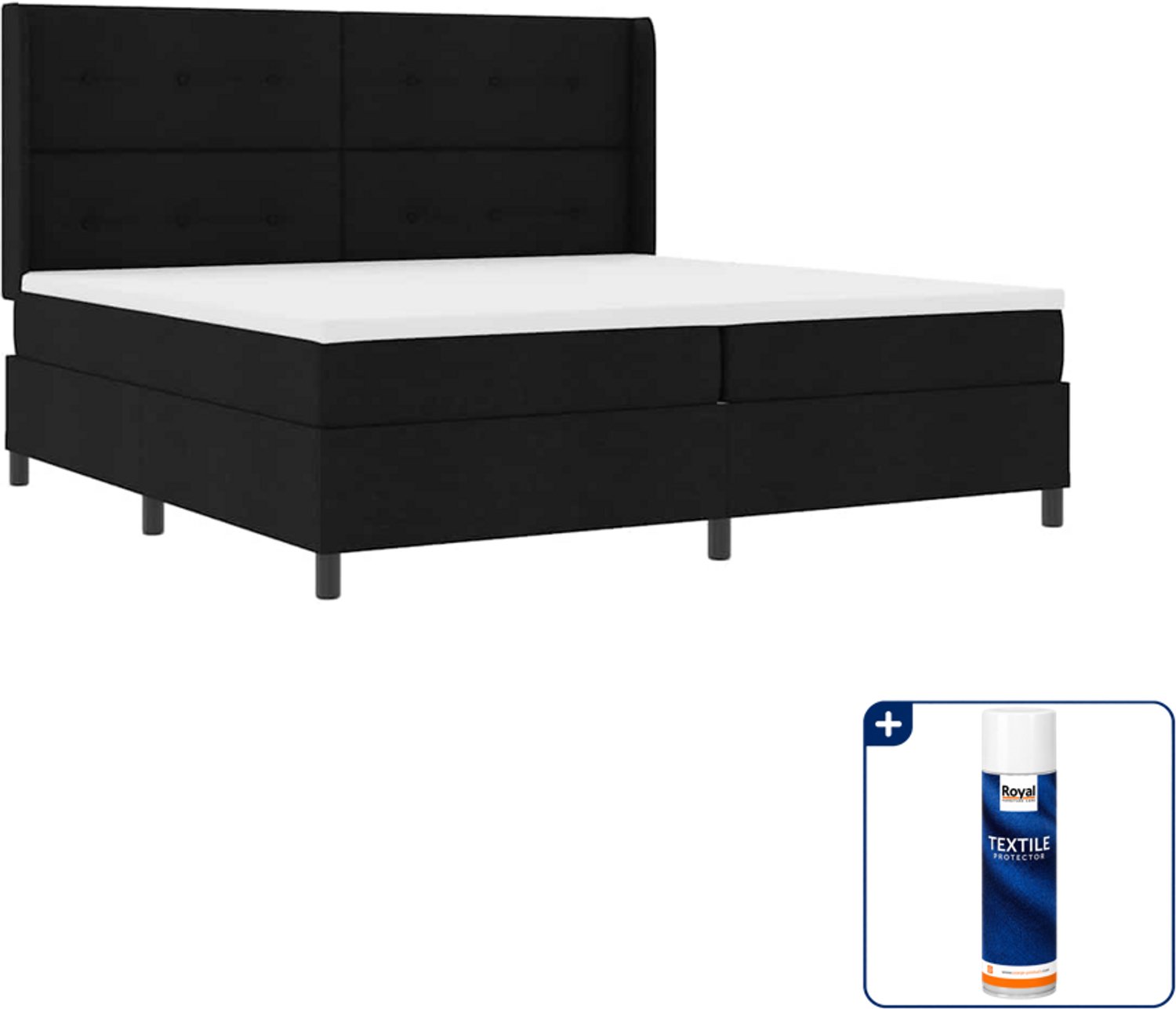 vidaXL boxspring met led - 200 x 200 cm - zwart - Inclusief textielbeschermer 500 ml
