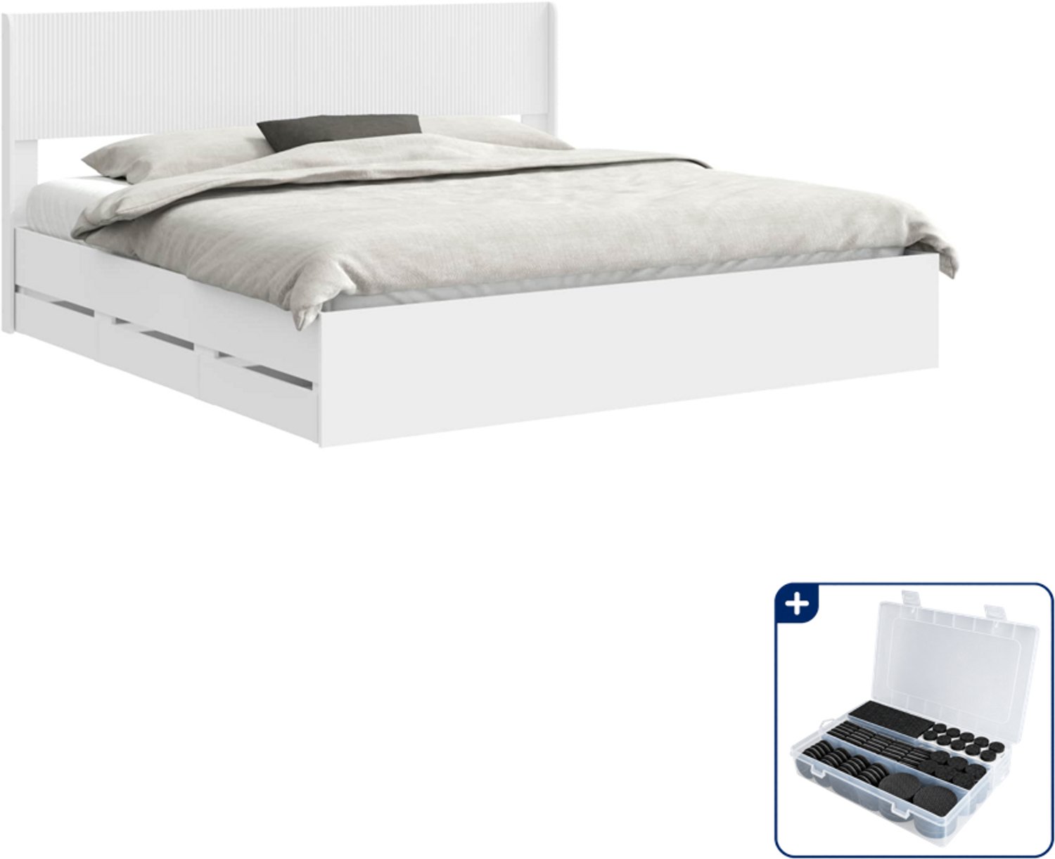 vidaXL bedframe - Kingsize - 180 x 200 cm - wit - Inclusief antikrasvilt 177-delig