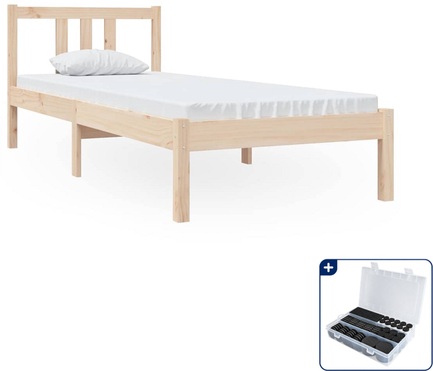 vidaXL bedframe - 75 x 190 cm - massief grenenhout - Inclusief antikrasvilt 177-delig Bruin