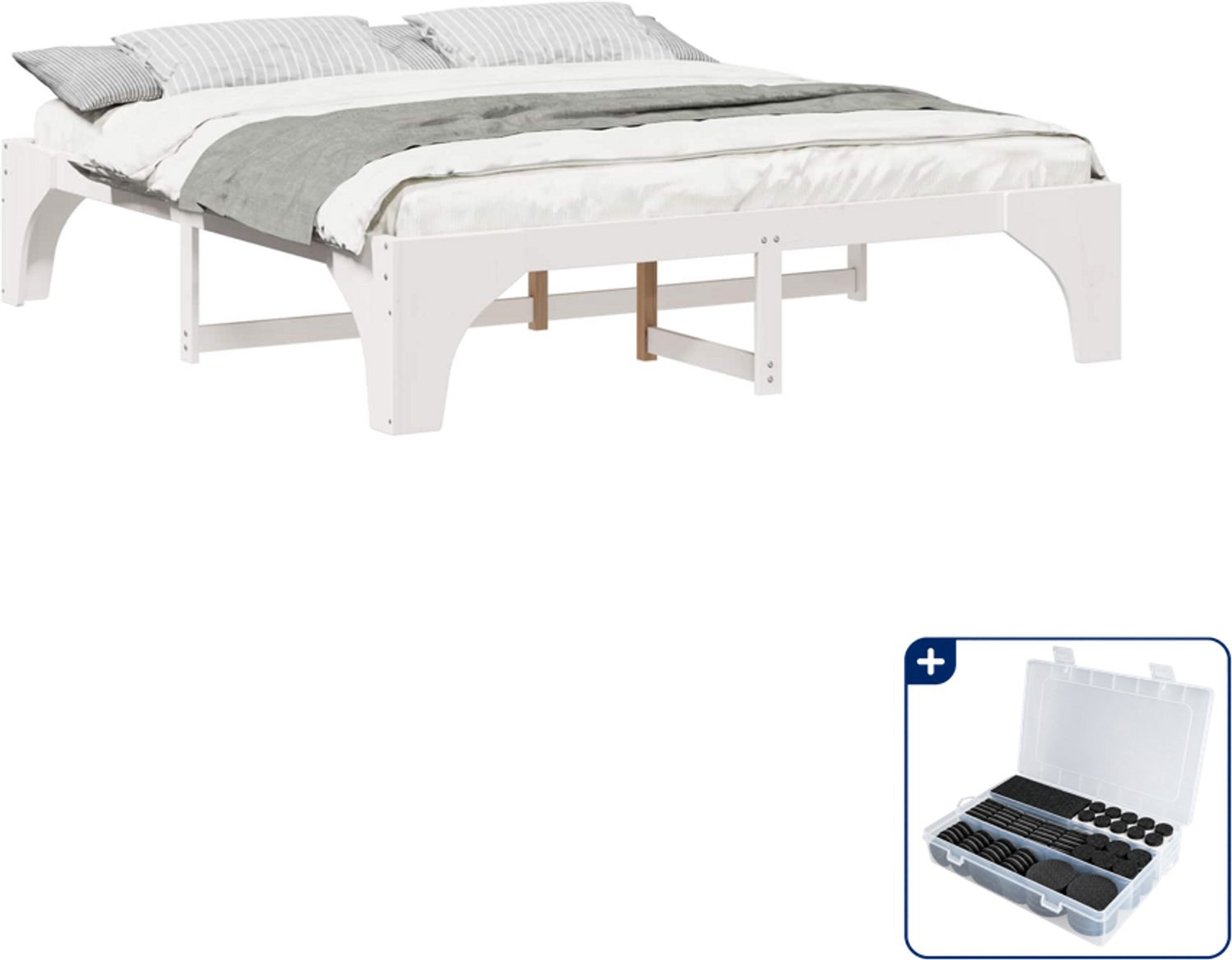 vidaXL bedframe - Kingsize - 180 x 200 cm - wit - Inclusief antikrasvilt 177-delig