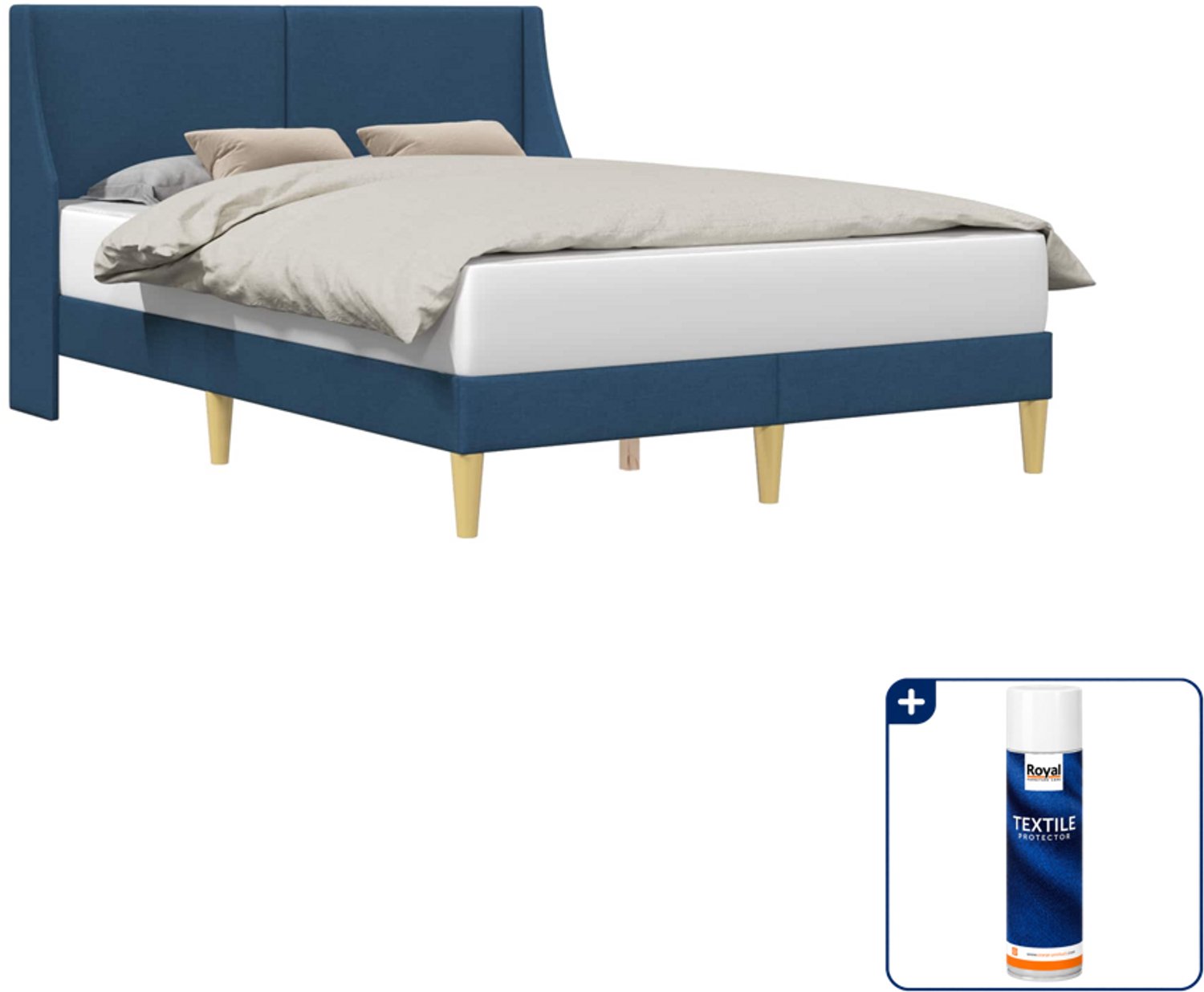 vidaXL bedframe - 120 x 190 cm - stof - blauw - Inclusief textielbeschermer 500 ml