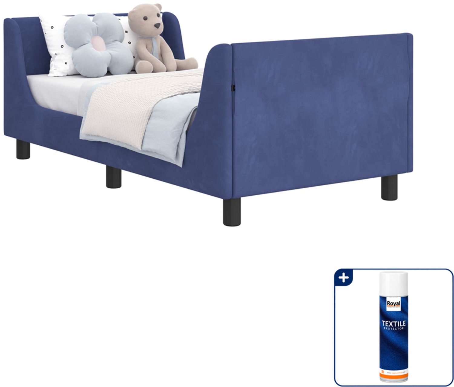 vidaXL kinderbedframe - 80 x 160 cm - politieblauw - Inclusief textielbeschermer 500 ml