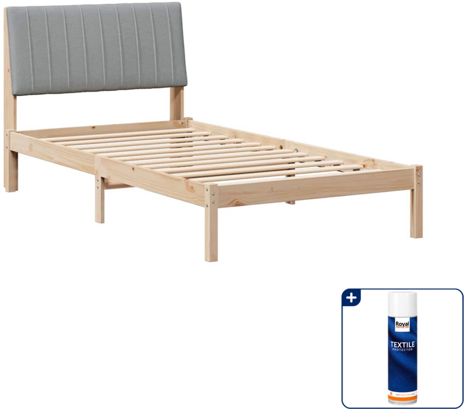 vidaXL Bedframe - 100 x 200 cm - massief grenenhout - bruin - Inclusief textielbeschermer 500 ml