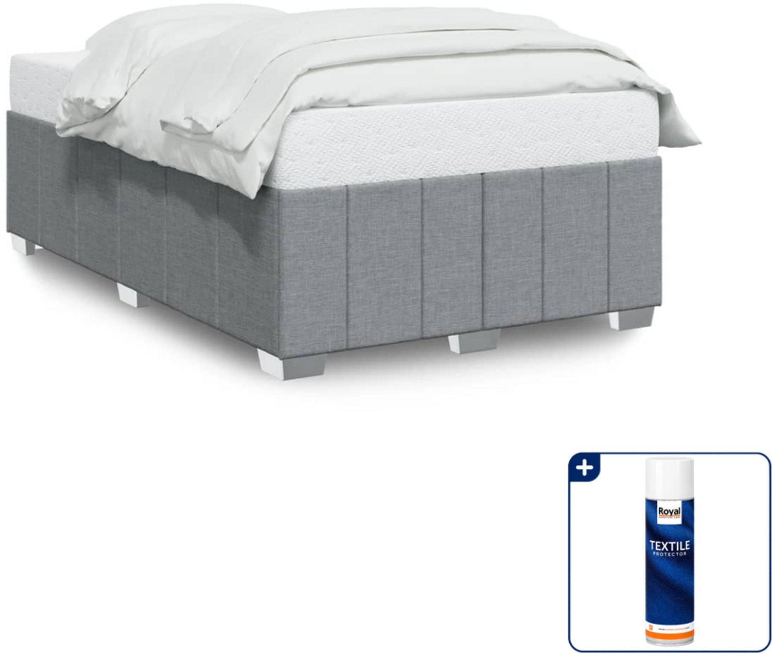 vidaXL bedframe - 120 x 190 cm - stof - lichtgrijs - Inclusief textielbeschermer 500 ml Zwart