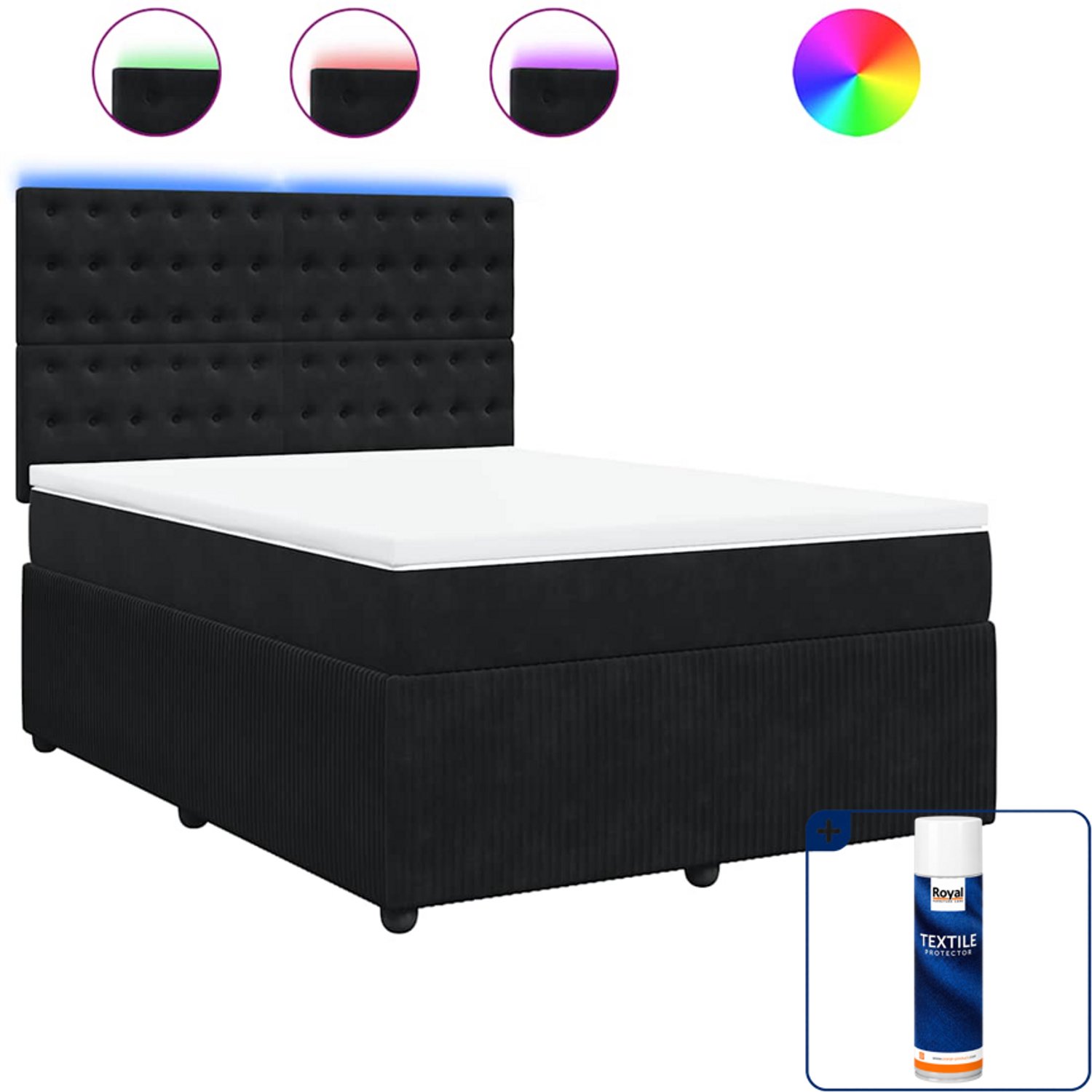 vidaXL boxspring met matras - Queensize - 160 x 200 cm - zwart - Inclusief textielbeschermer 500 ml Bruin