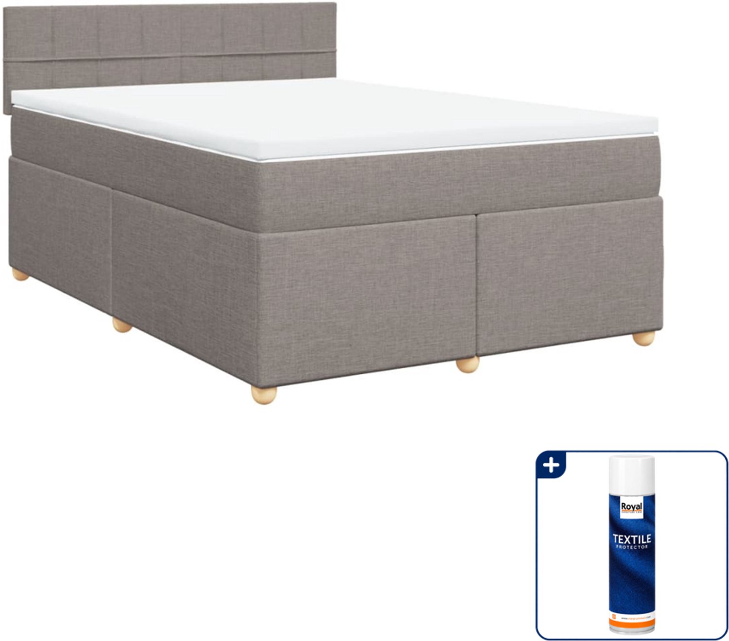 vidaXL Boxspring - Small double - 140 x 200 cm - taupe - Inclusief textielbeschermer 500 ml