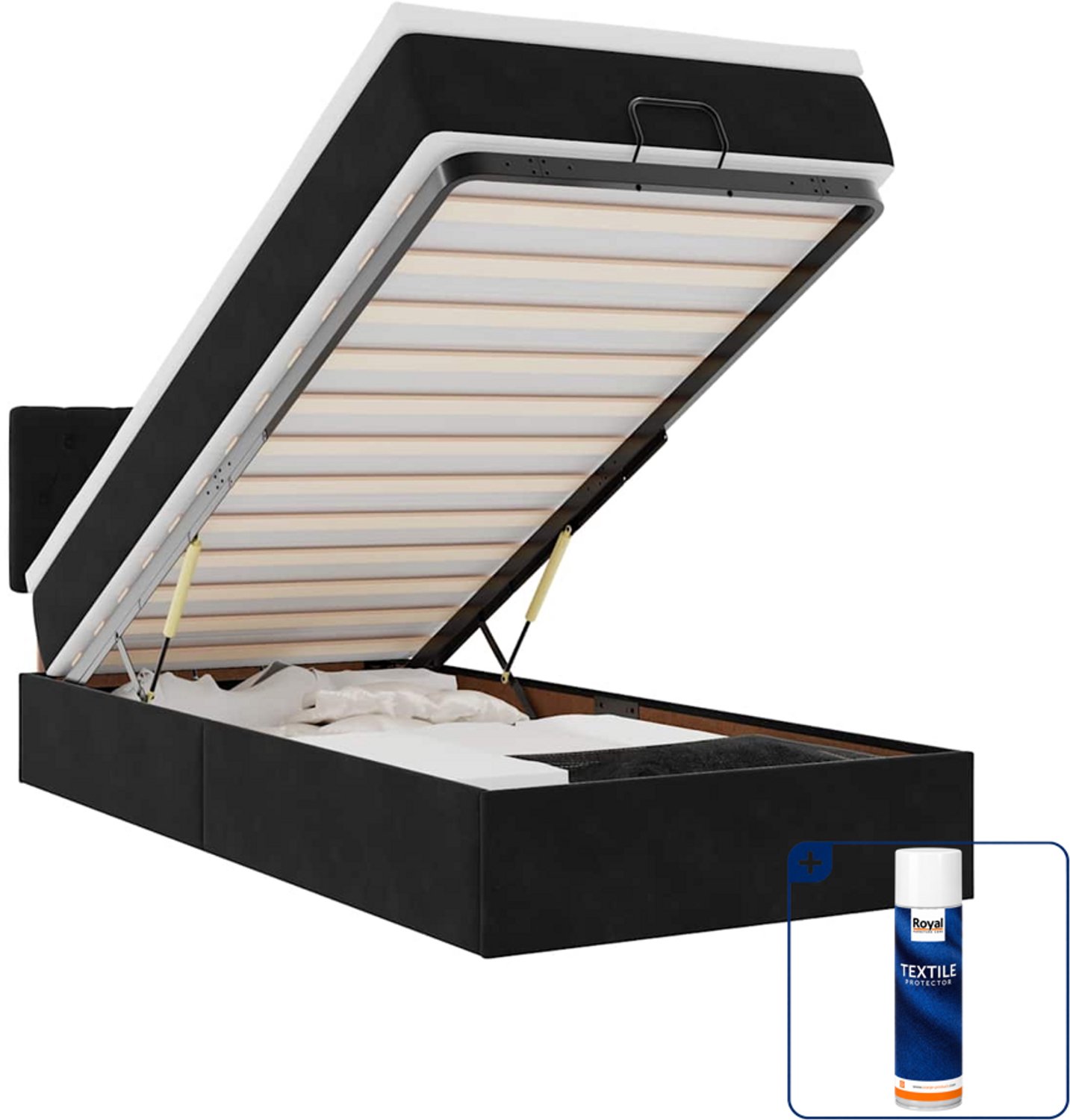 vidaXL ottoman bed met matras - 100 x 200 cm - fluweel - zwart - Inclusief textielbeschermer 500 ml Taupe