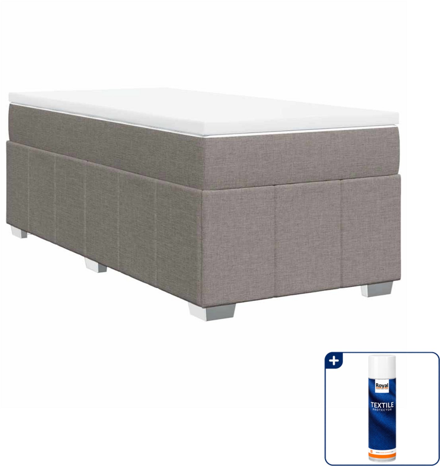 vidaXL boxspring met matras 100 x 200 cm - stof - taupe - Inclusief textielbeschermer 500 ml