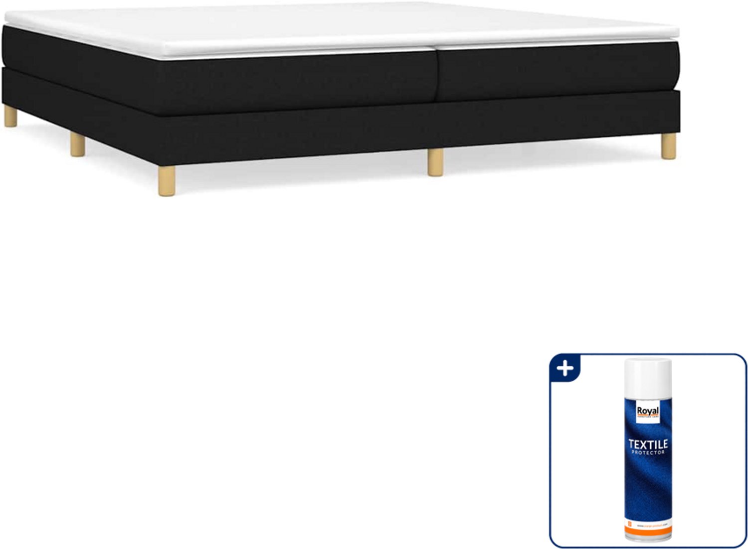 vidaXL boxspring met matras - Super kingsize - 200 x 200 cm - zwart - Inclusief textielbeschermer 500 ml