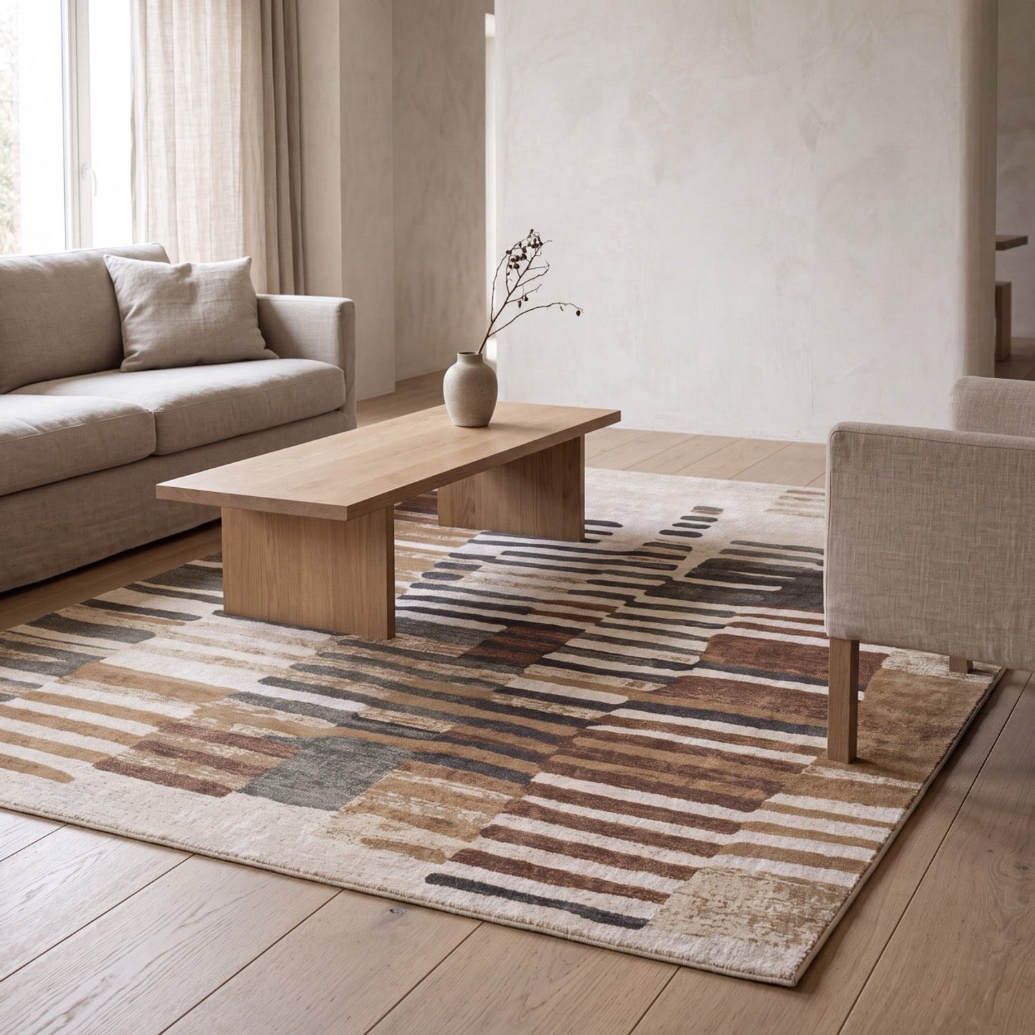 Acsento Siena 45 Vloerkleed - Beige,Bruin - Rechthoekig - Polyester - Woonkamer, Eetkamer, Slaapkamer - Abstract - Modern, Design, foto 2