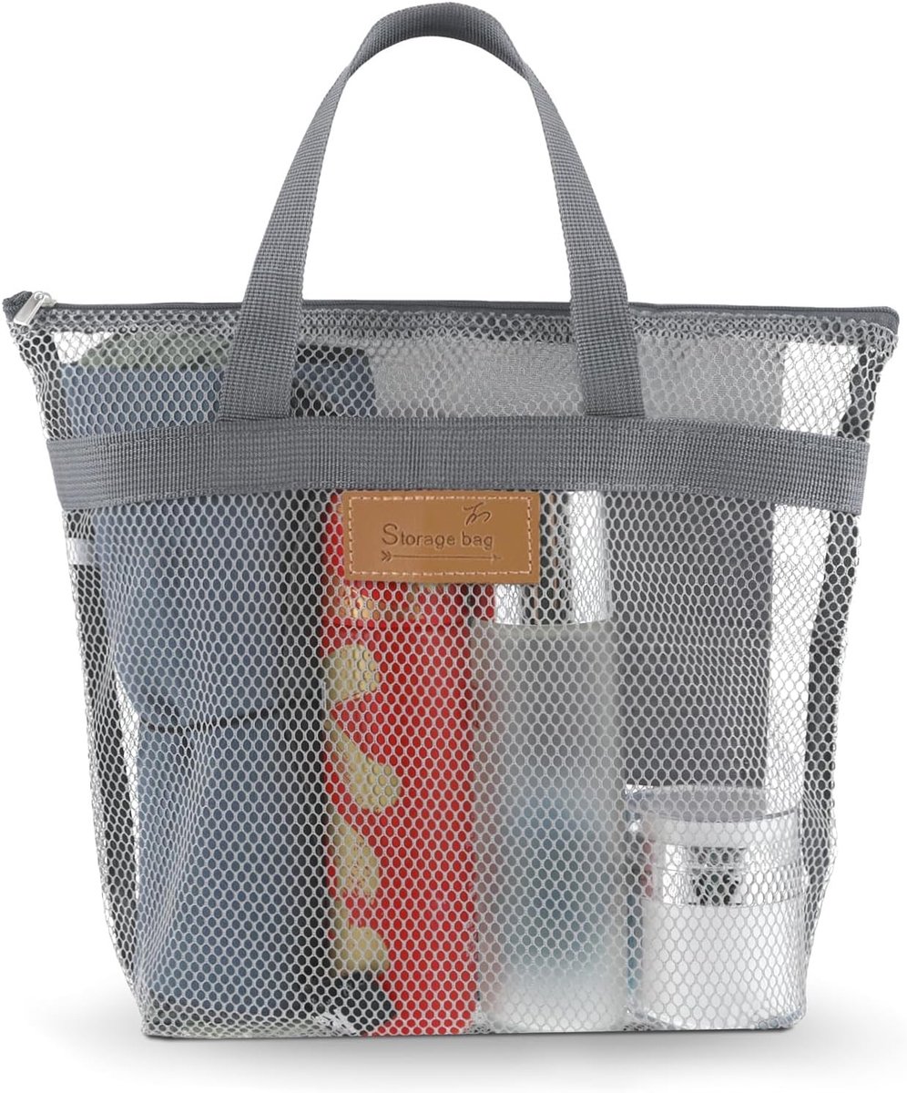 Grote capaciteit mesh douchetas, draagbare strandtas, badorganizer voor reizen, sportschool en zwemmen
