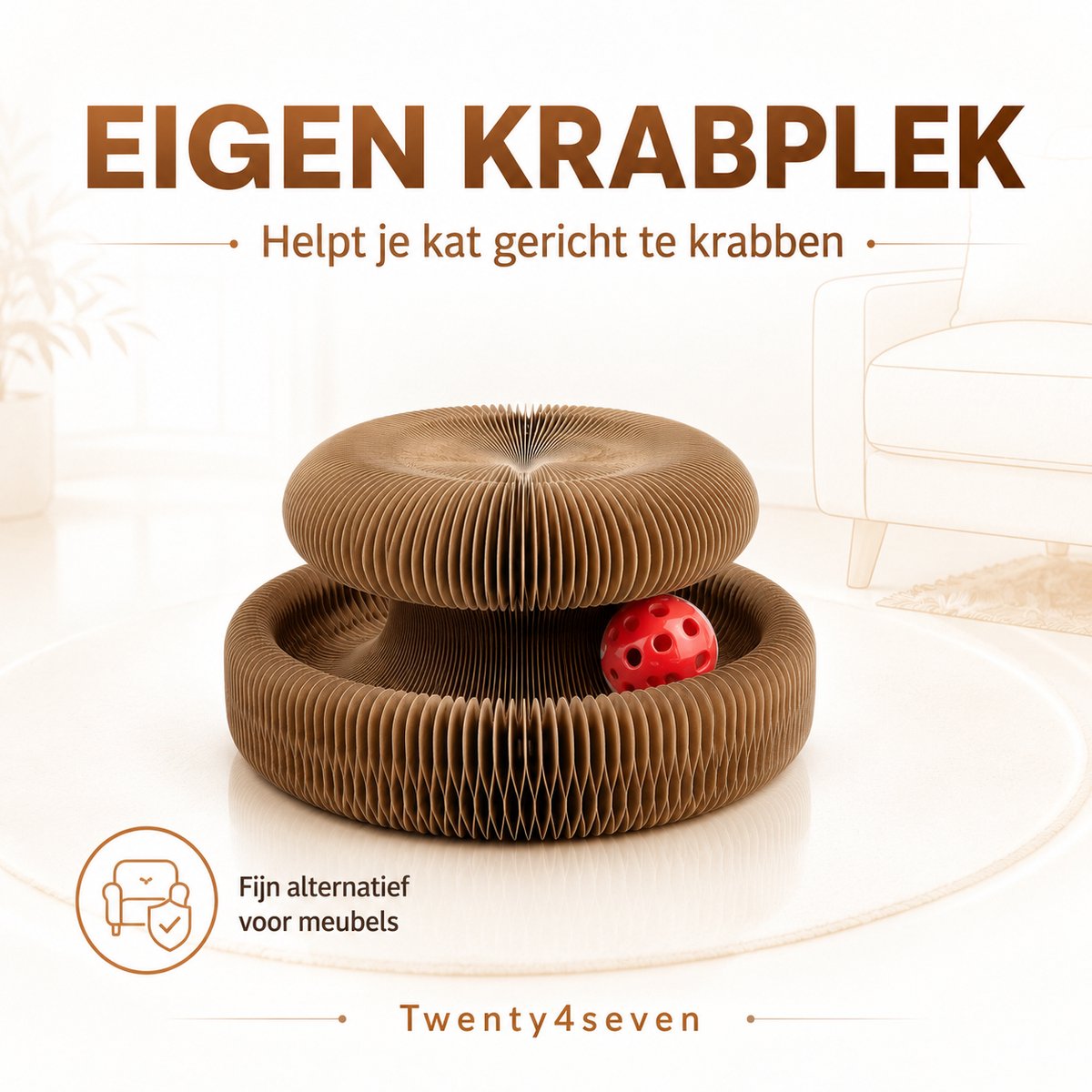 Twenty4seven® Krabmat Kat - Krabkarton met Balletje & Kattenkruid - Krabplank Kattenspeelgoed voor Katten & Kittens thumbnail 5