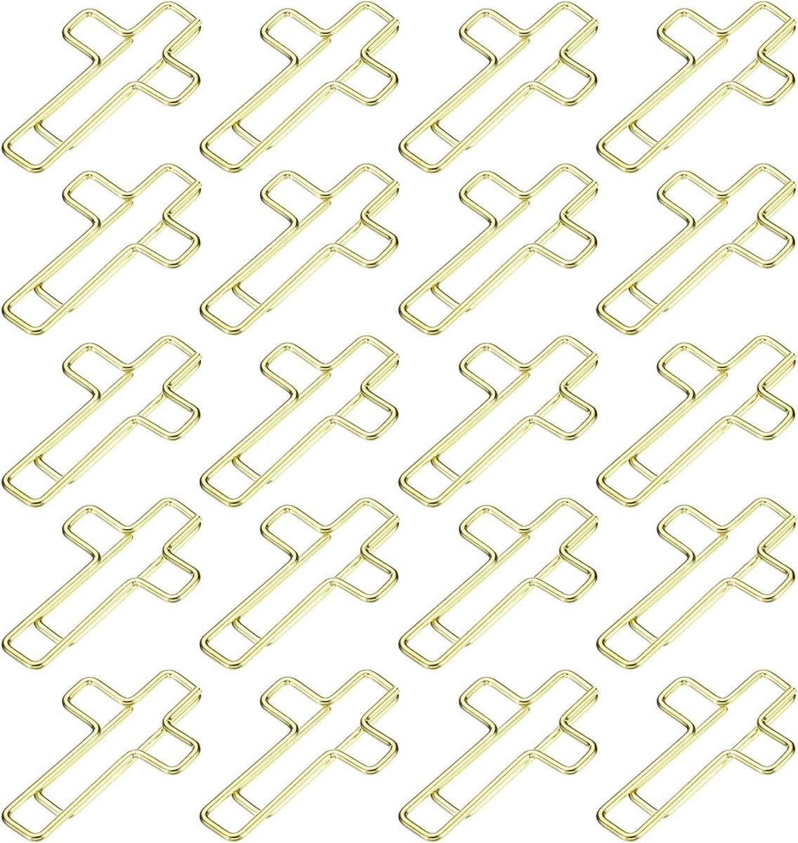 20 Stuks Paperclips in Kruisvorm, Bookmark Clips voor Organisatie, Ideaal voor Kantoor, Kunst en Thuisgebruik (Goud, 3.2 cm)