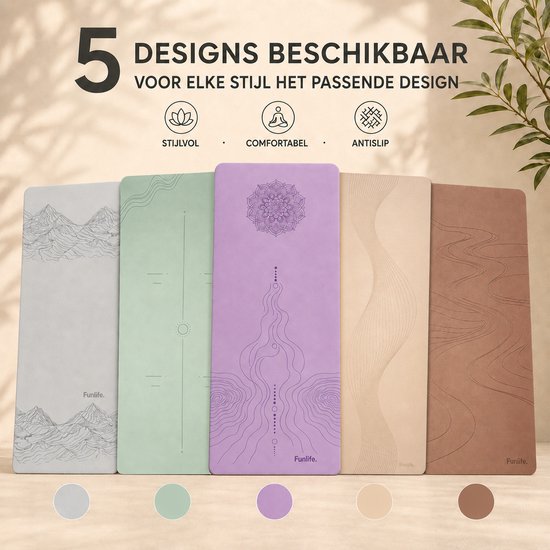 FunLife Extra Brede Yogamat 183 x 80 cm - 8 mm TPE Fitnessmat Antislip - Sportmat voor Yoga, Pilates en Thuisfitness - Met Draagriem - Karamelbruin — afbeelding 5