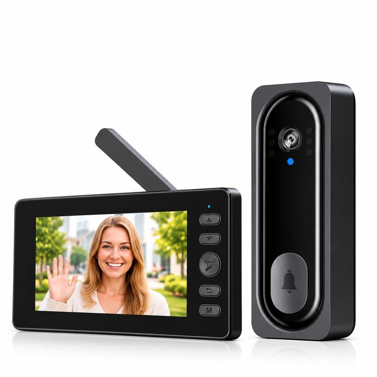 Draadloze Video deurbel met Camera- 4,5 Inch scherm - 135° Groothoek - Nachtzicht - Zonder WIFI/APP