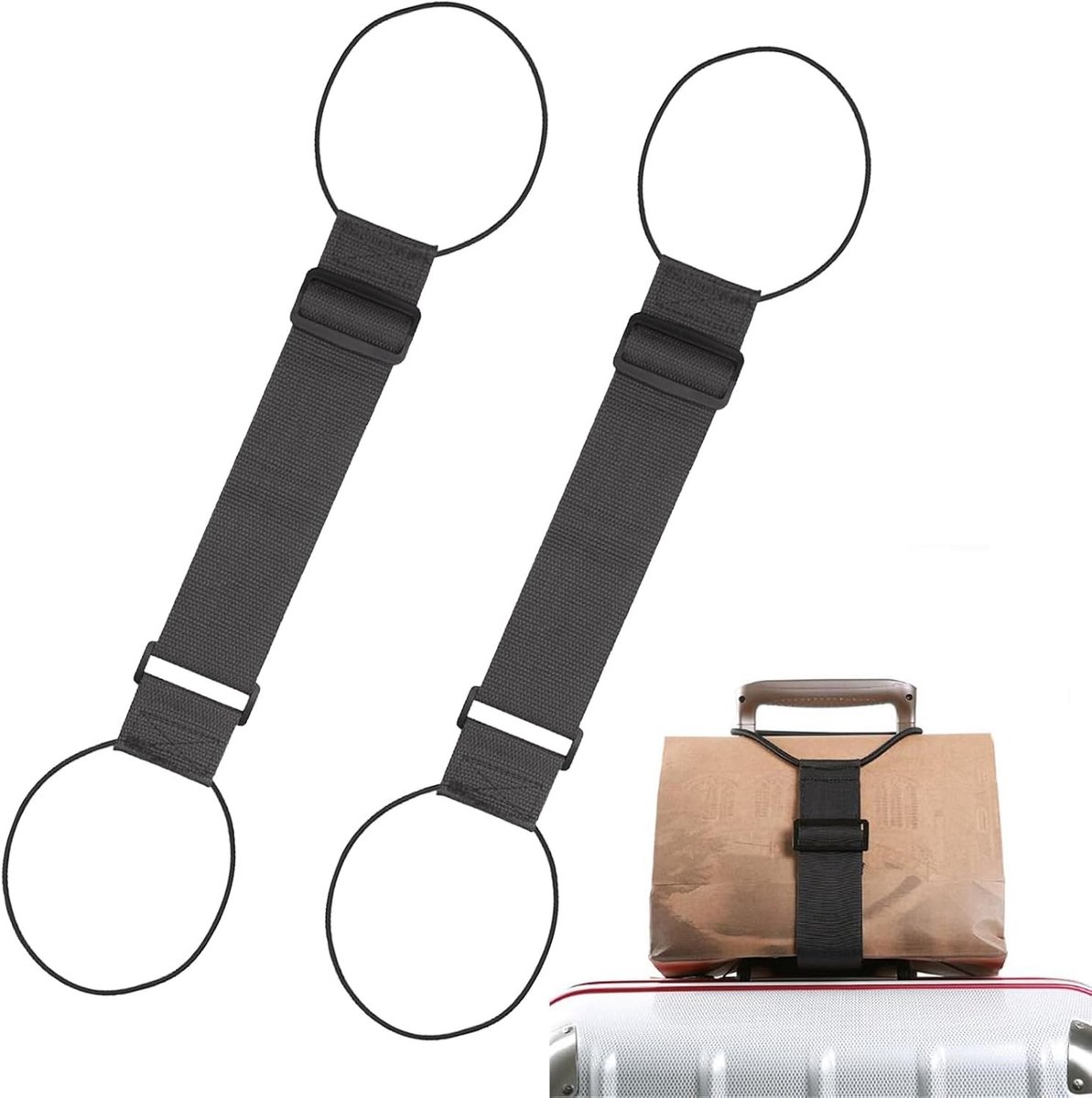 Verstelbare Elastische Bagagestraps voor Koffers - 2 Stuks, Ideaal voor Reisaccessoires, Bevestiging van Tassen en Flexibele Bagagebevestiging