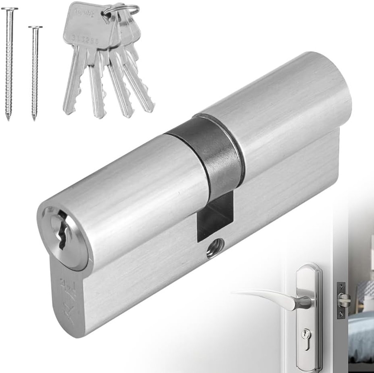 Cilinderslot 40/40mm met 4 Sleutels - Veiligheidslock tegen Picking en Drilling voor Deur en Tuinpoort