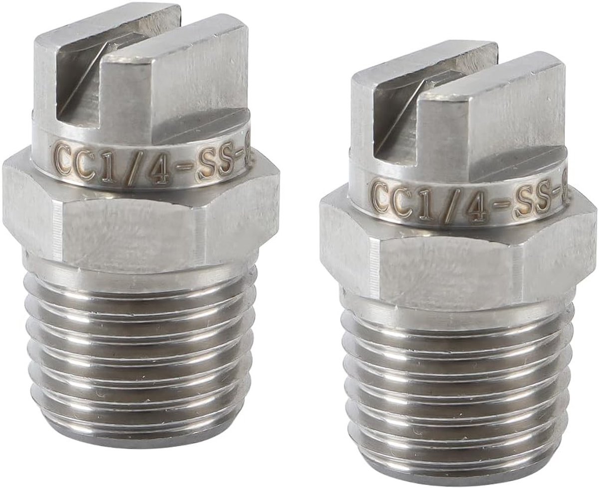2 stuks 1/4" roestvrijstalen platte straalpijp met 95° hoek en 1,4 mm opening voor hogedrukreiniger en waterbezem, ideaal voor efficiënt reinigen en spuiten