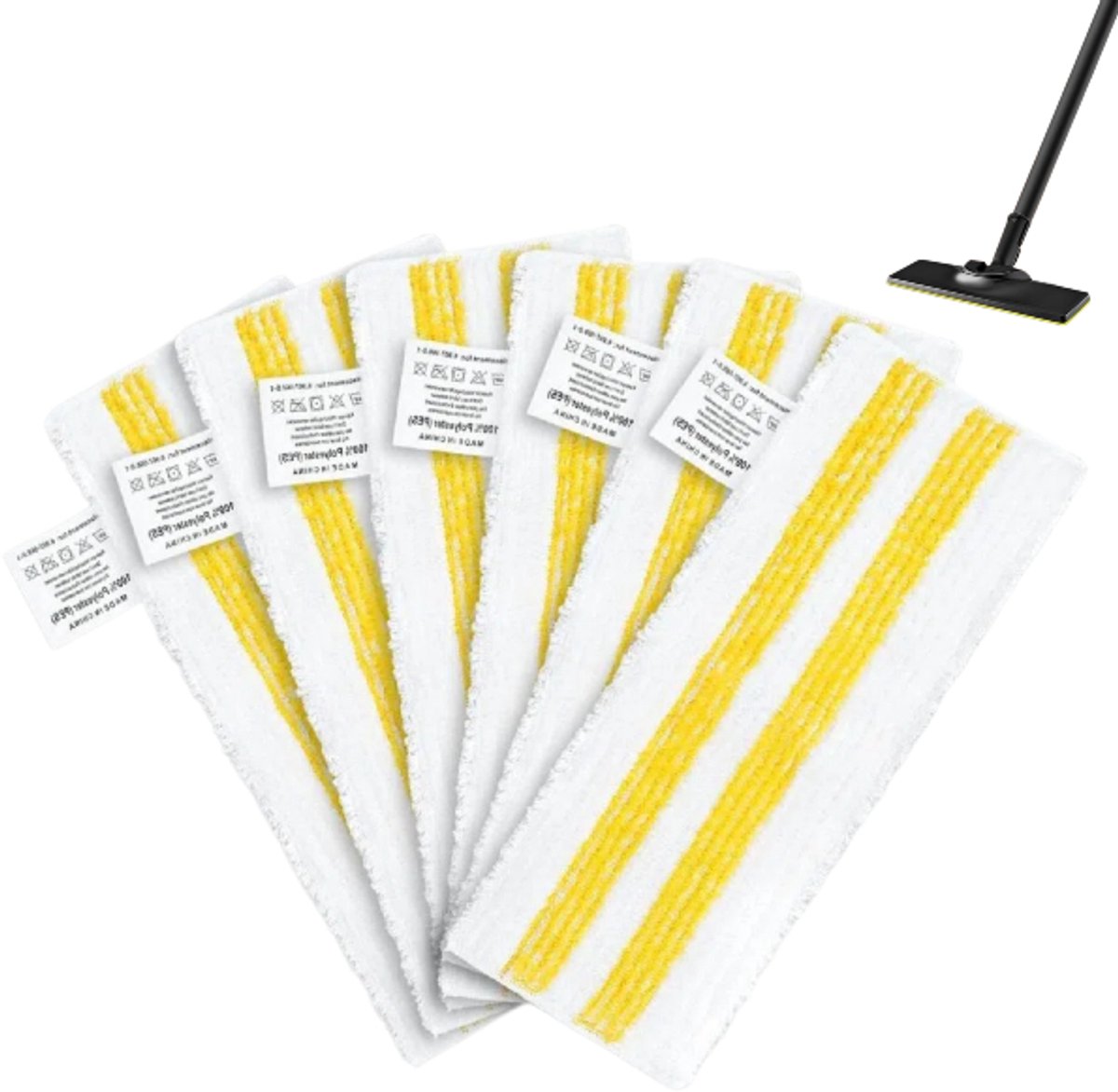 6 stuks - Mophoes - Poetsdoek - Reinigingspad - Reinigingspad - 345*115 mm - Geelachtig wit - Herbruikbaar - Machinewasbaar - Compatibel met Karcher EasyFix SC2, SC3, SC4, SC5 serie