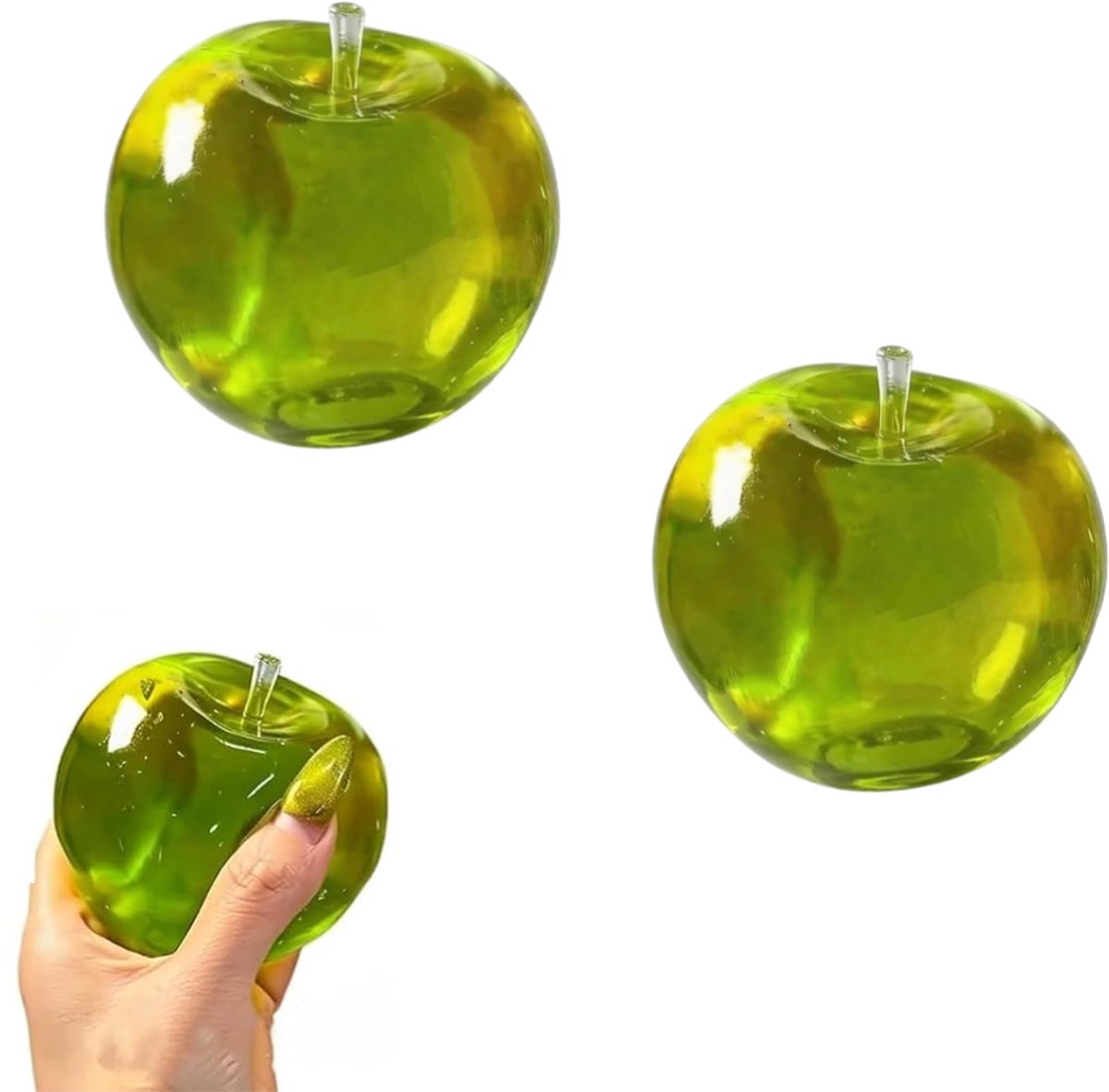 Knijpbaar appelvormig speeltje - Groene appel stressbal - Fruitvormig knijpspeeltje - Stressverlichtend speeltje - Bureaudecoratie - Langzame terugvering - Geschikt kantoor, klaslokaal，thuis - Groen