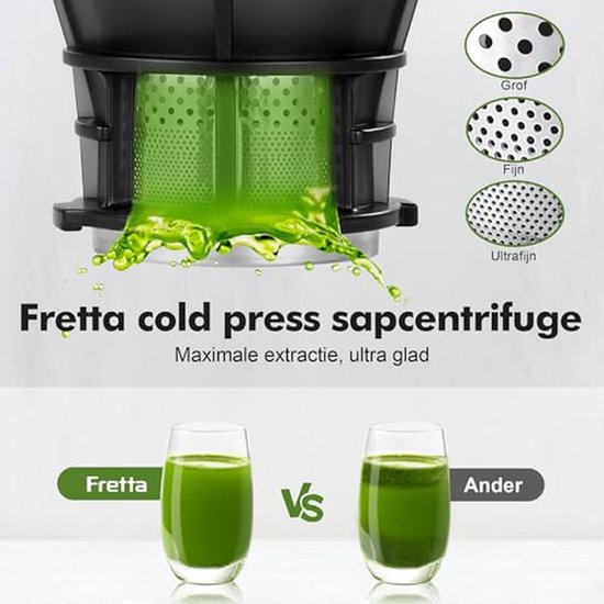 Slowjuicer - Fruitpers - Gezond Sap Maken - Extra Grote Opening - 1.8 Liter - Zilver — afbeelding 3