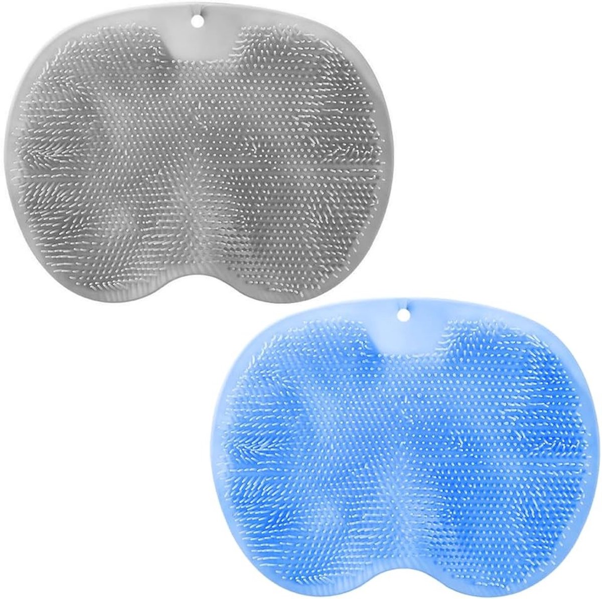 Antislip douchemat met zuignap voor voetmassage en reiniging, multifunctioneel, 2 stuks in grijs en blauw, ideaal voor bloedsomloop en peeling