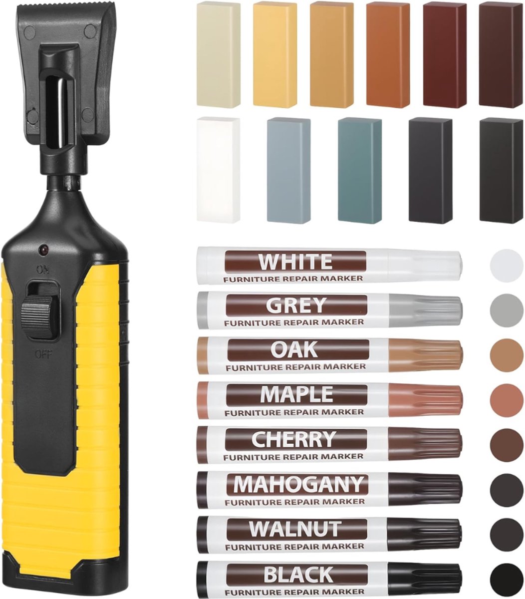 DYVNS® Laminaat en Parket Reparatieset - Vloeren Repareren - Krasreparatie - Houtvuller - 11 Kleuren