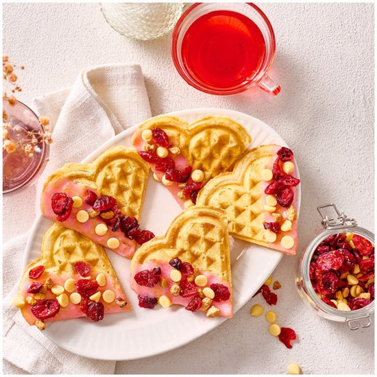 FRITEL Wafelijzer - A204 - Wafelmaker PFAS vrij - Wafelmachine voor Hartjeswafels - Hartjeswafelijzer - 5 Hartjeswafels - Wafelbakijzer met Vaste Bakplaten - Zilver - 1200W van Fritel — afbeelding 2