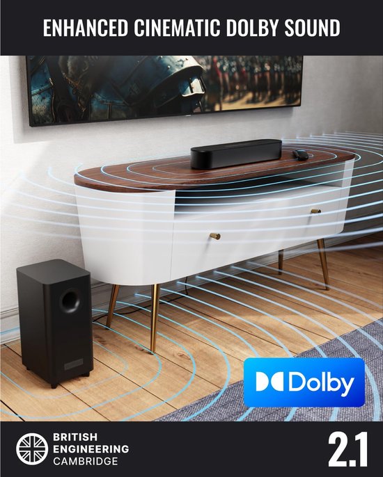 Soundbar met Subwoofer - Stereo Installatie - Muziek Luisteren - Dolby Audio - 405 cm - Zwart — afbeelding 5