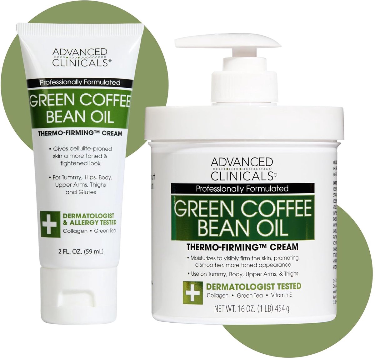Advanced Clinicals Green Coffee Bean Oil Thermo-Firming Body Lotion – Verstevigende Bodycrème met Cafeïne & Collageen + Travel Size