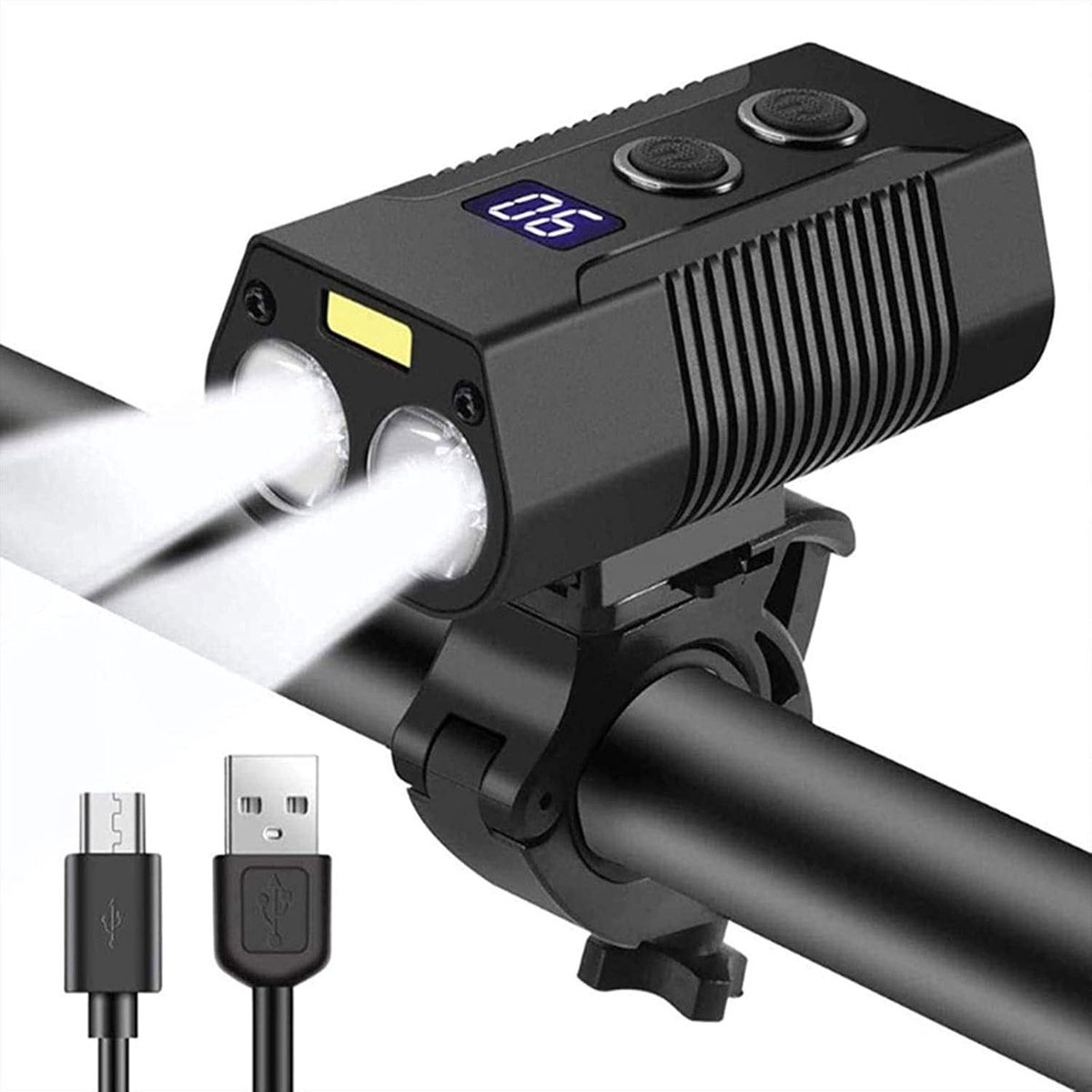 Fietslamp - Fietskoplamp met hoge lumen, 2 leds - Superheldere koplamp - 7 standen voor alle fietsen, mountainbikes, racefietsen - Oplaadbaar via USB