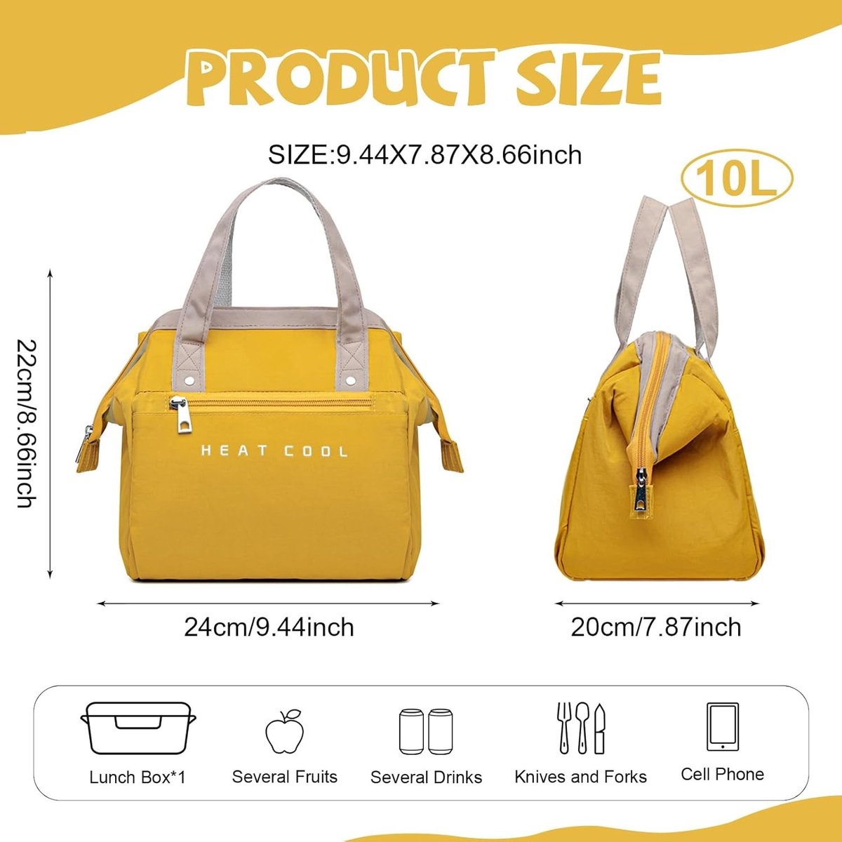 Isolerende Koeltas voor Mannen en Vrouwen, 10L, Grote Lunchtas, Handtas voor Picknick en Reizen