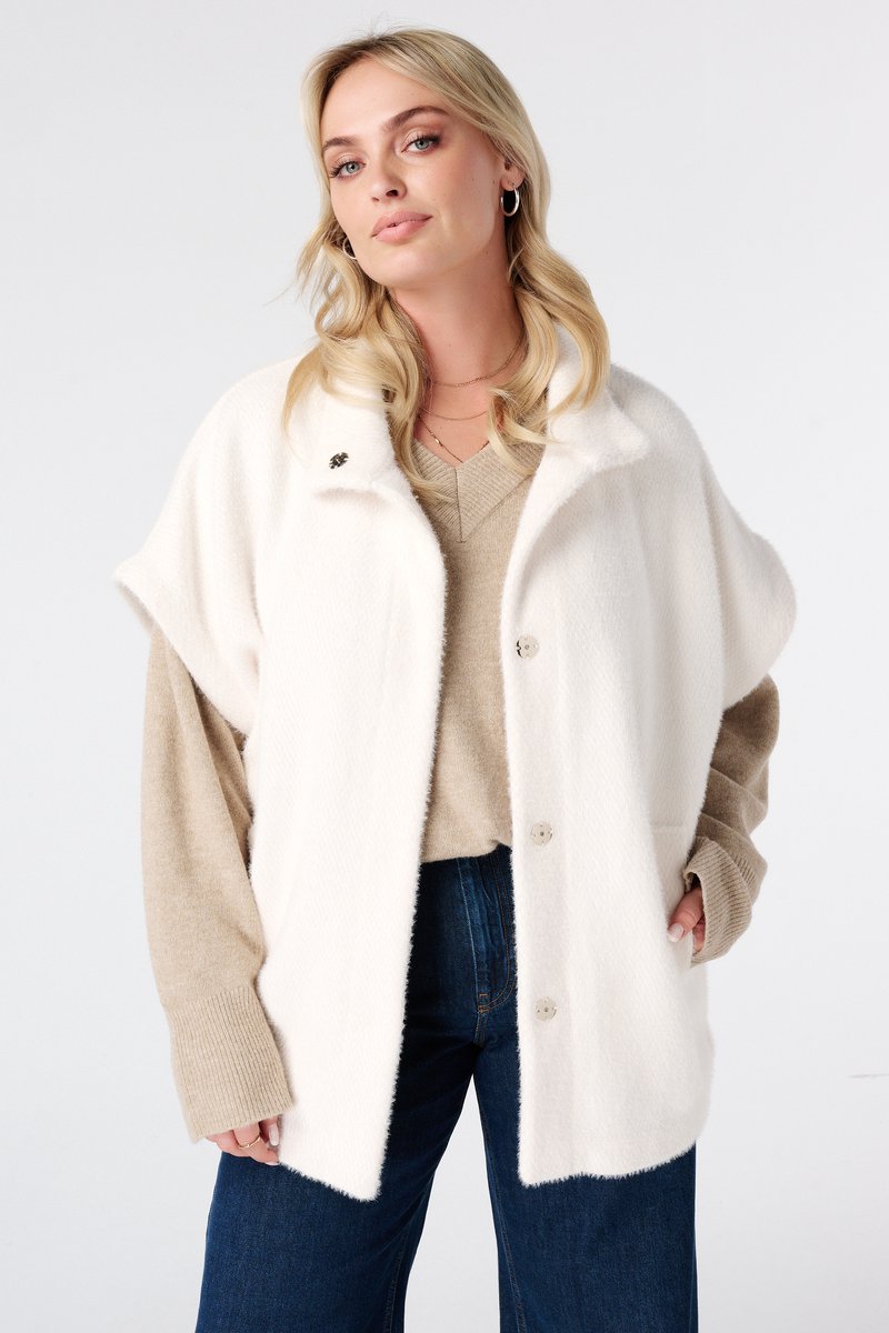 MS Mode Jas Zacht gilet met drukknopen