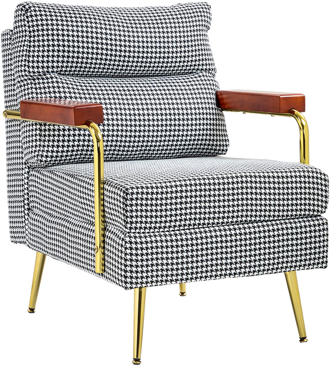 HOMCOM-Ohrensessel-Leinen (100% Polyester), Schaumstoff, Stahl, Gummiholz-72L x 81,5B x 87,5H cm-Mehrfarbig