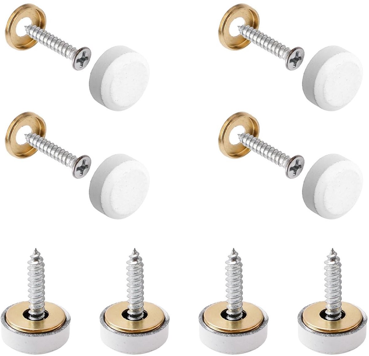Spiegelschroeven met Decoratieve Caps - 16 Sets van 16mm Koper voor Spiegels en Wanddecoratie