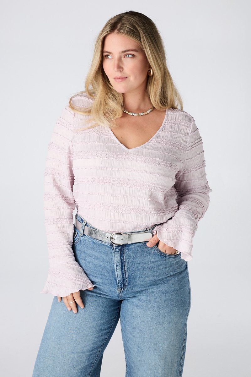 MS Mode Top Kanten top met ruffles