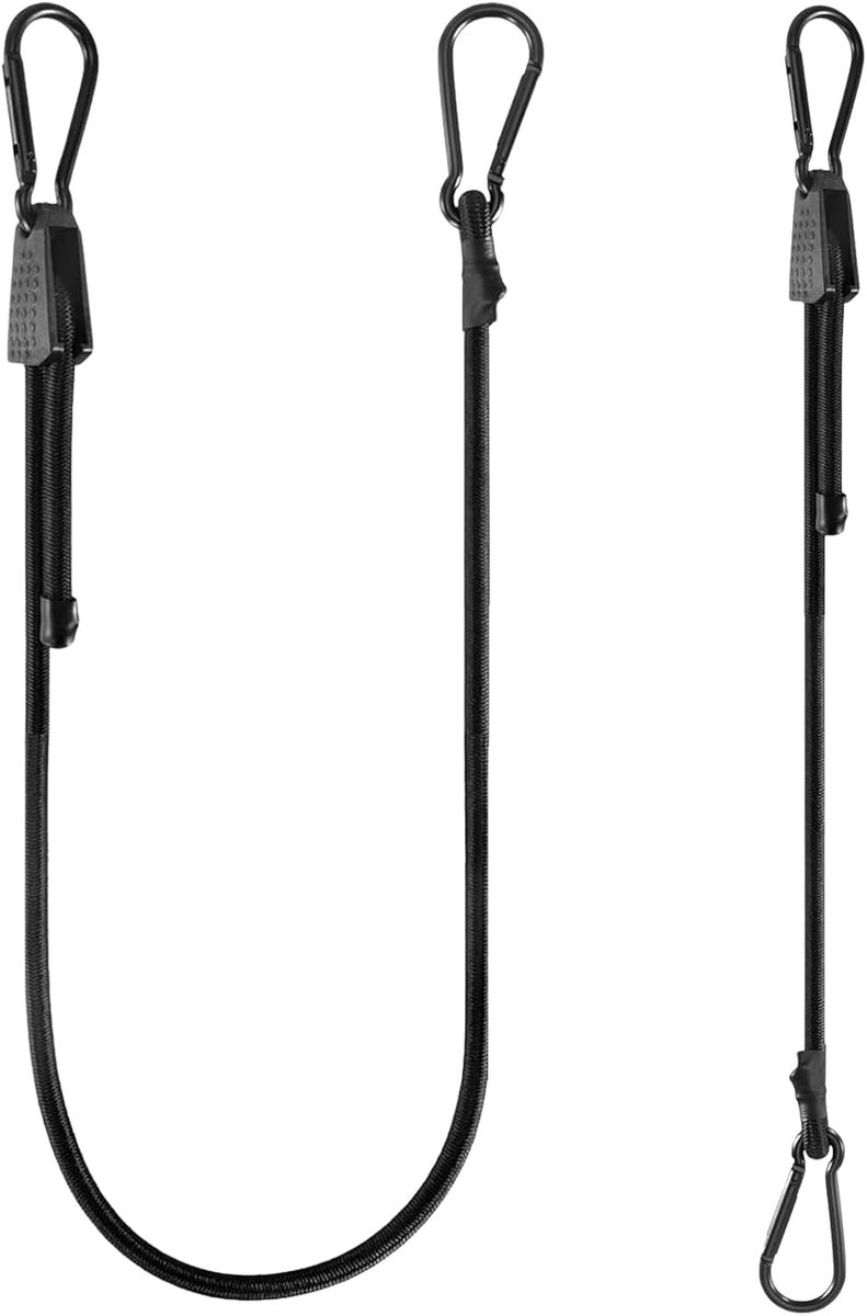 Set van 2 Verstelbare Bungee Koorden met Karabijnhaken, 1m Sterke Elastische Straps voor Bagage, Fietsen en Campinguitrusting, Duurzame Reisaccessoires voor Buitenactiviteiten