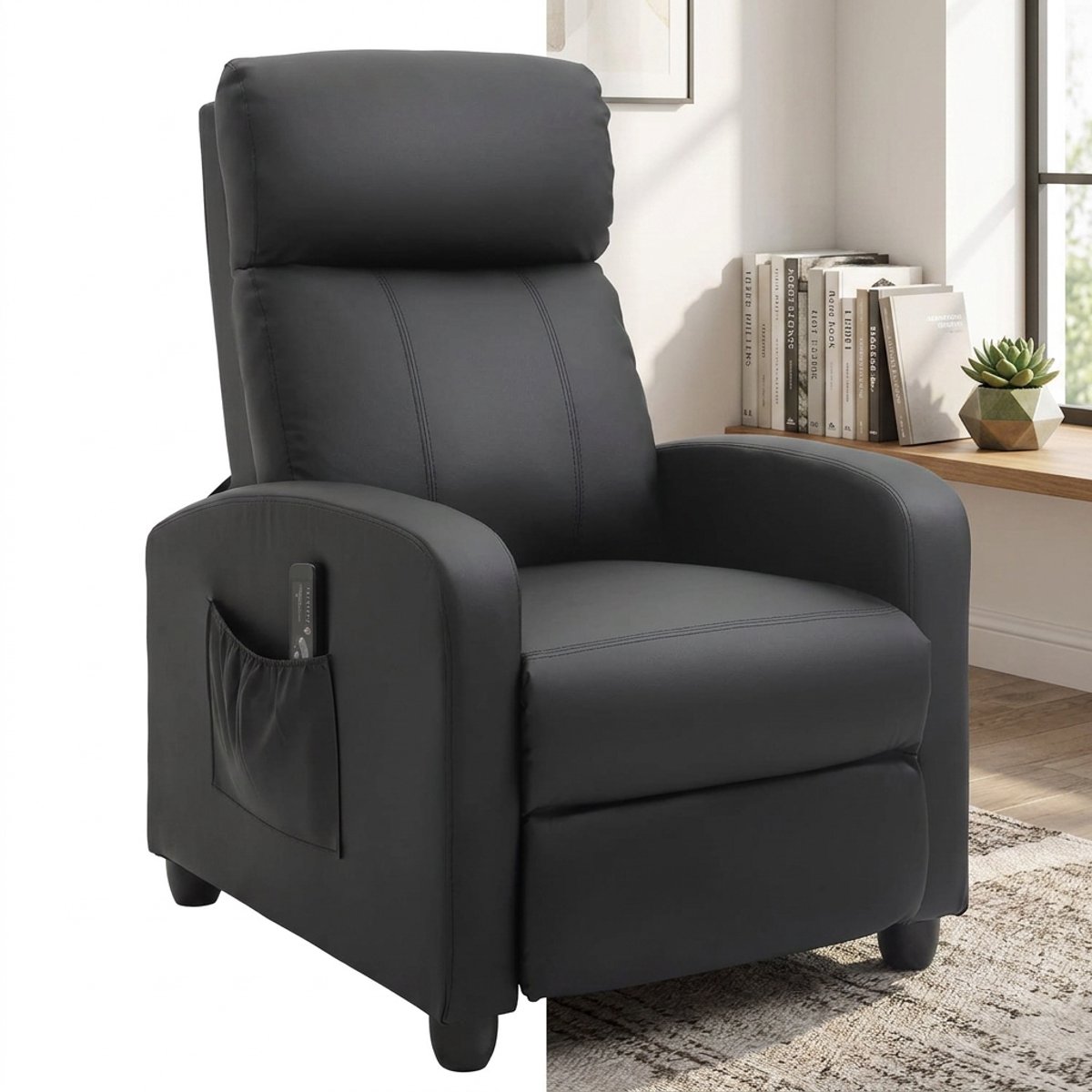 GranMaison Massagestoel - Relaxfauteuil - Zetel - 1 persoons - Met armleuning - Zeer comfortabel - Elektrisch - Zwart Zwart-5
