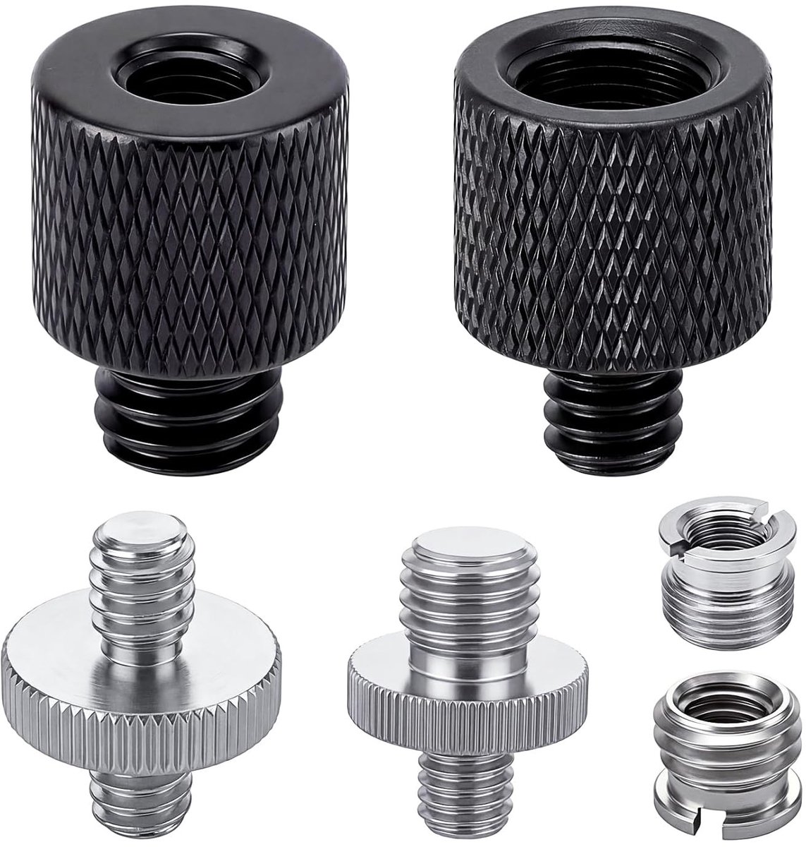 6-delige Tripod Schroefadapter 1/4 naar 3/8 Inch - Geschikt voor Camera's, Microfoons en Statiefgebruik - Duurzaam Aluminium voor Betrouwbare Bevestiging