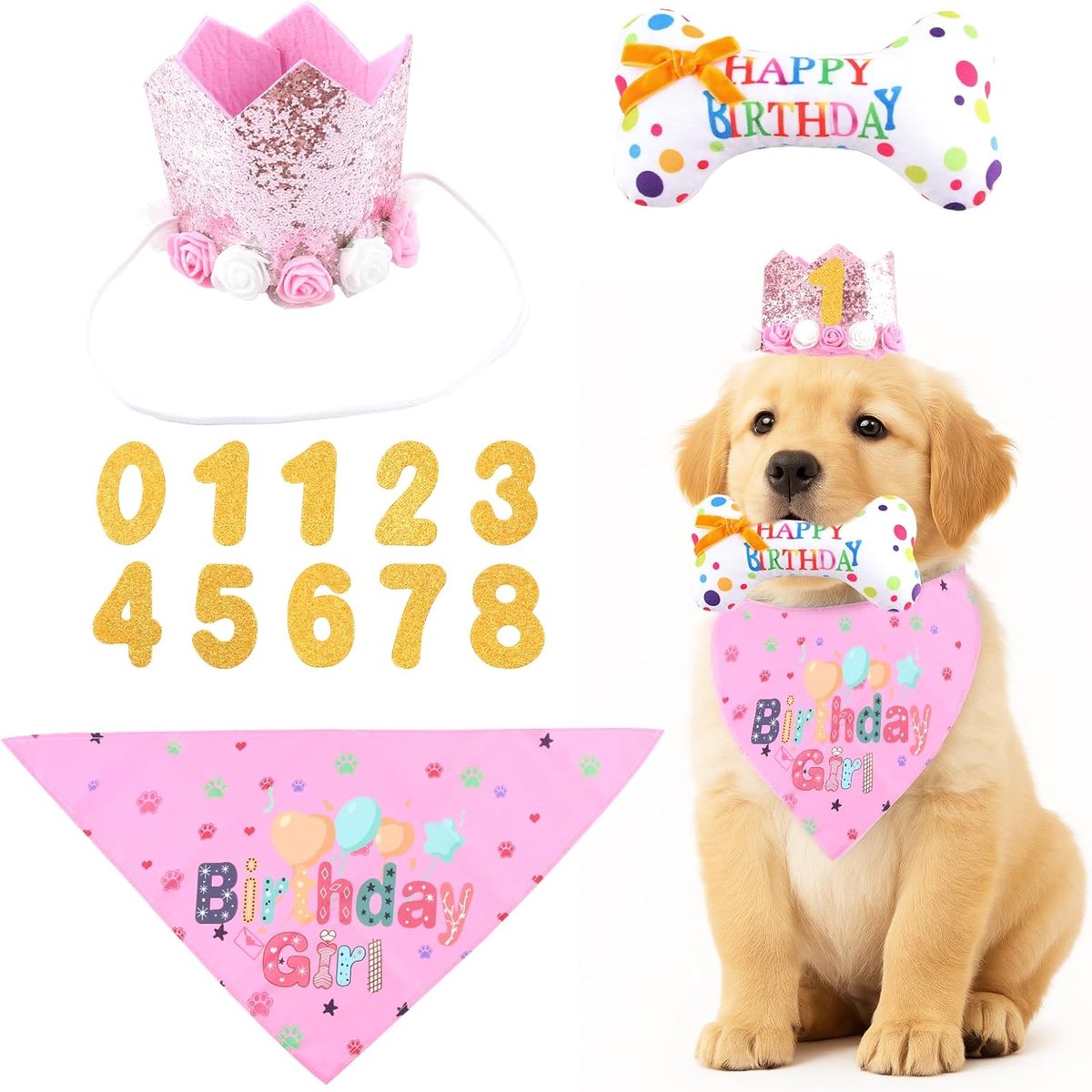 Hondenbandana - Set van 4 - Polyester - Roze